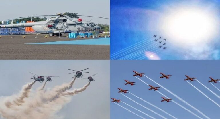 Air Show: भोपाल के आसमान में गरजे लड़ाकू विमान, वायुसेना ने दिखाये हैरतअंगेज करतब