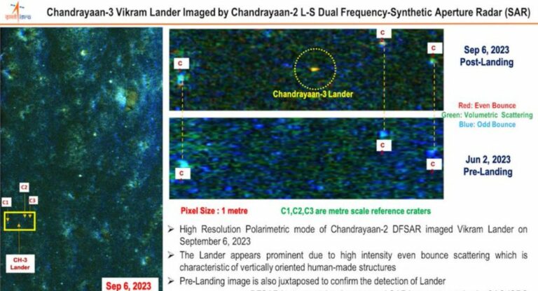 चंद्रयान-2 के ऑर्बिटर ने भेजी चंद्रयान-3 के लैंडर विक्रम की तस्वीर, कुछ यूं दिखी फोटो